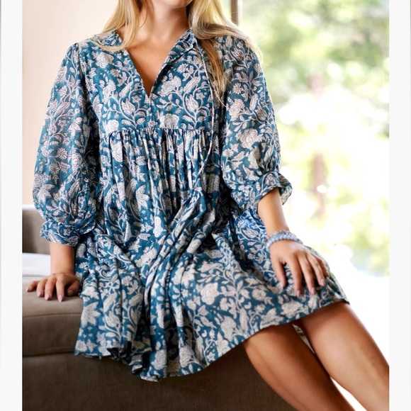 Dolma hand block painted mini dress - Picture 1 of 11